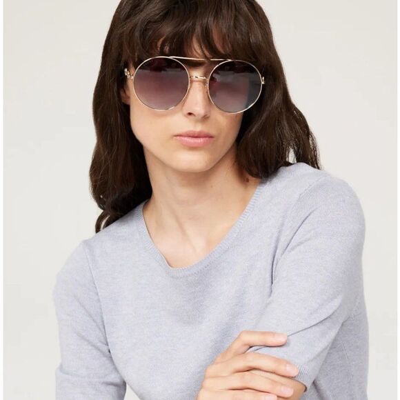 GUCCI Round Ombre Sunglasses Women GG 0878S Gold Metal Frames Horsebit Detail - Picture 1 of 12